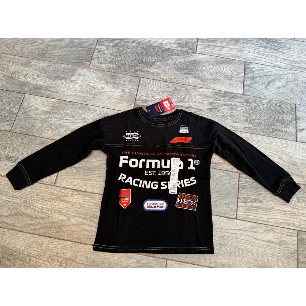 Formula 1 Racing Series Boys Size 6 Long Sleeve Graphic Tee NWT F1 Shirt T-Shirt